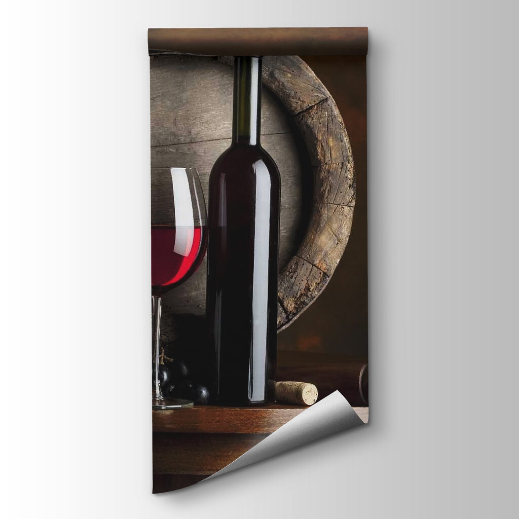 Vino tinto y barrica — vista del producto