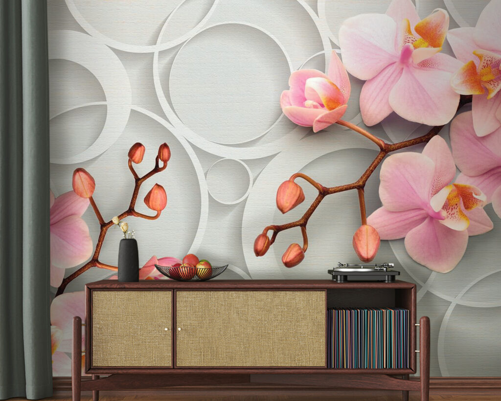 Orquídea rosa entre círculos — interior 3