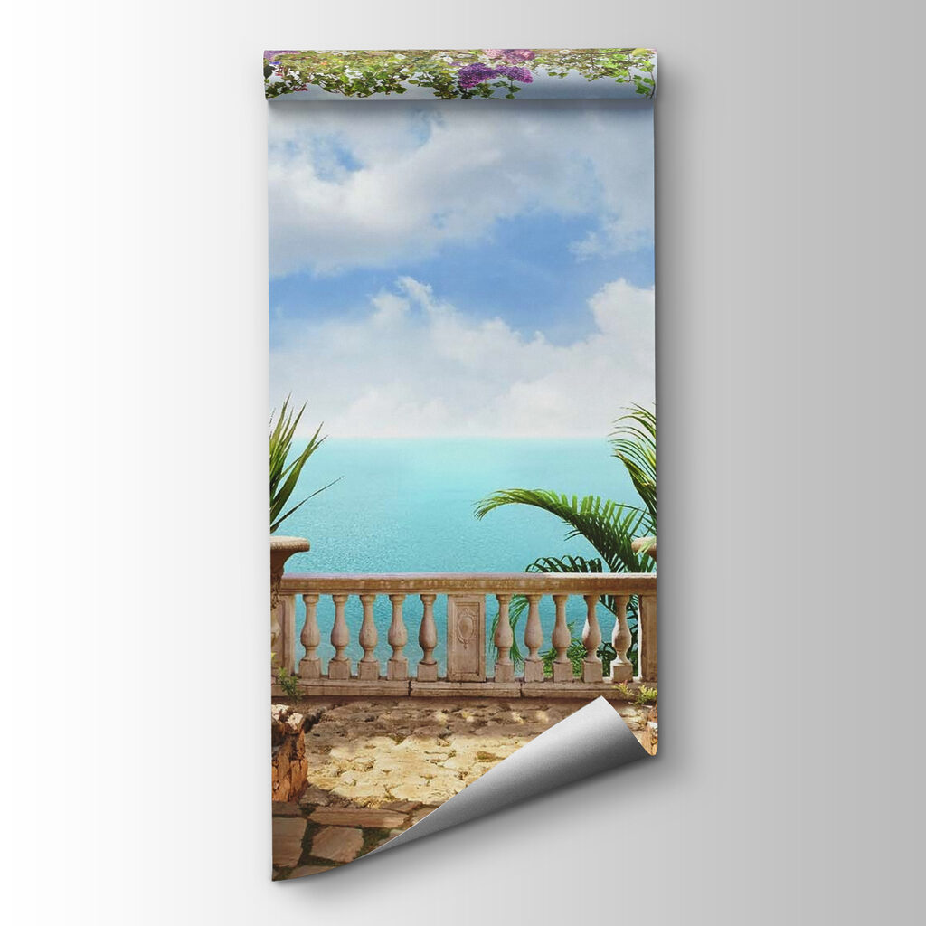Bahía tras cortinas floridas — vista del producto