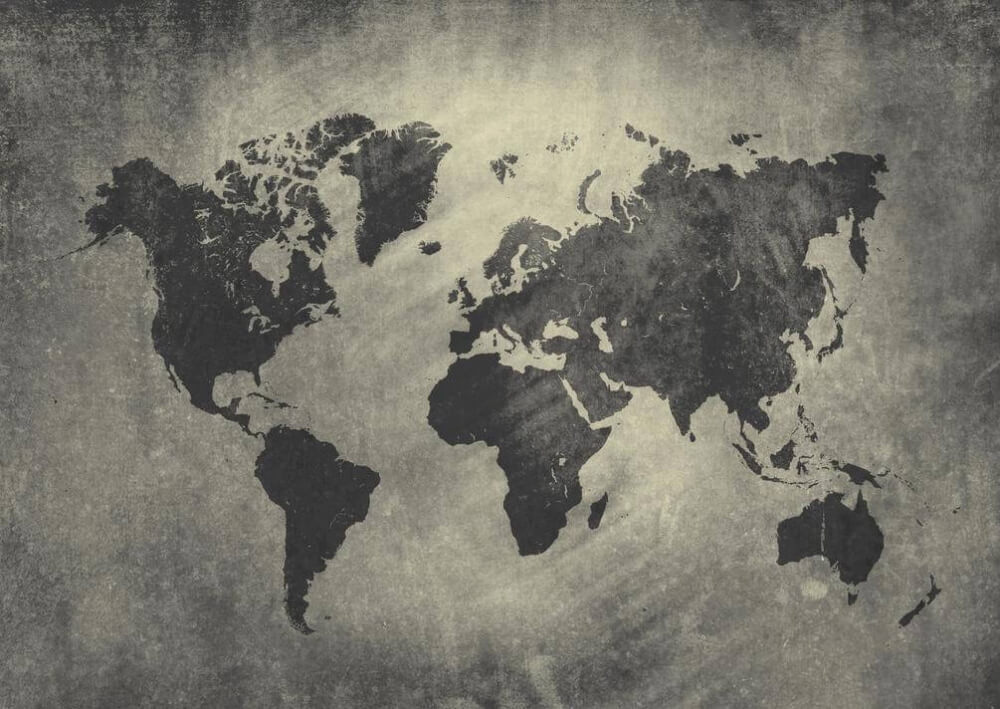 Mapa mundial en gris — diseño completo
