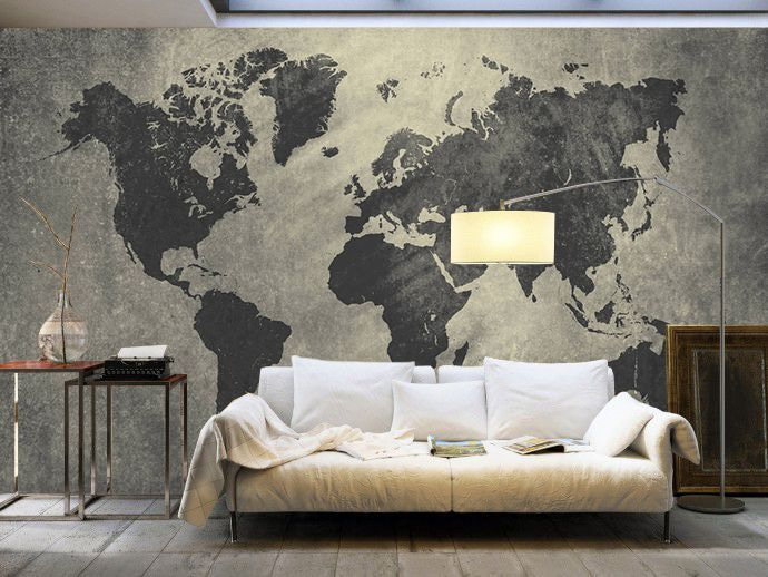 Mapa mundial en gris — interior 1