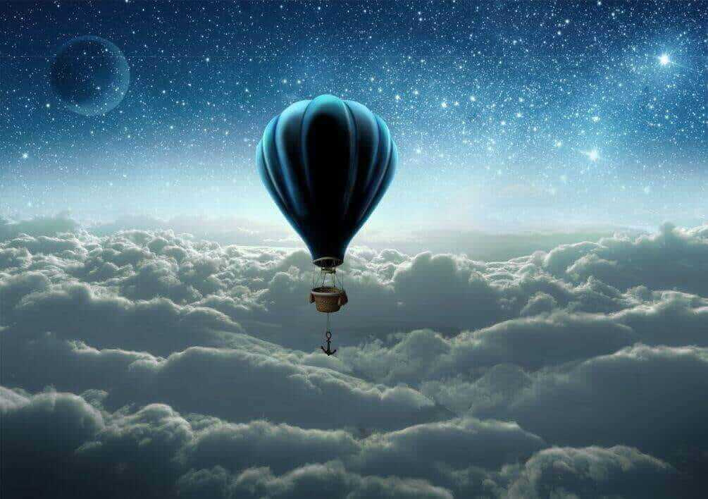 Globo bajo las estrellas — diseño completo