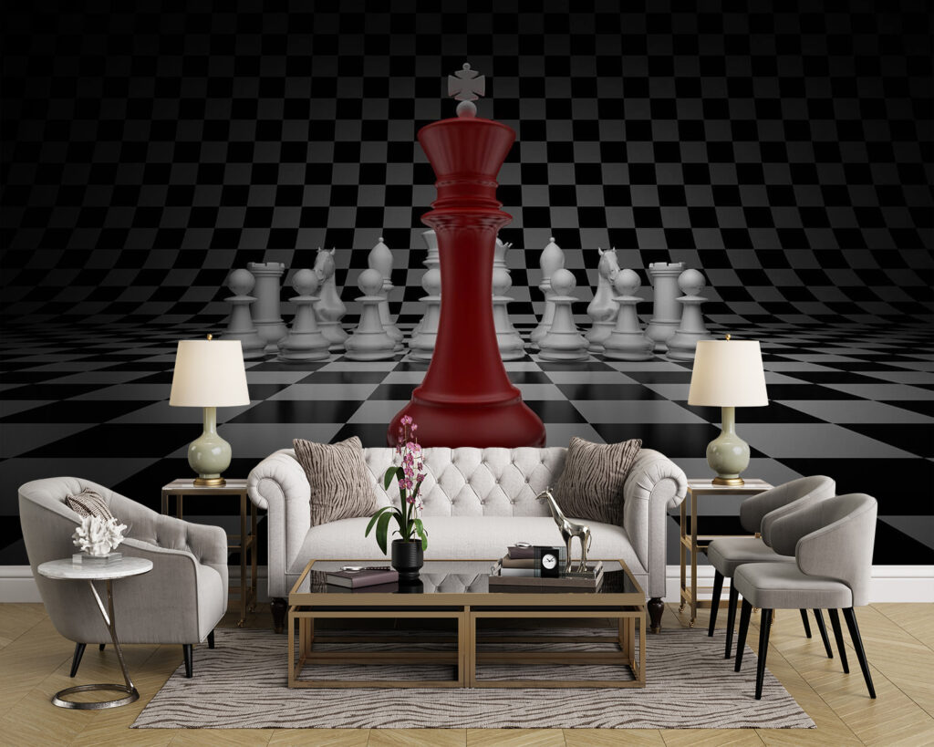 Rey rojo sobre tablero — interior 2