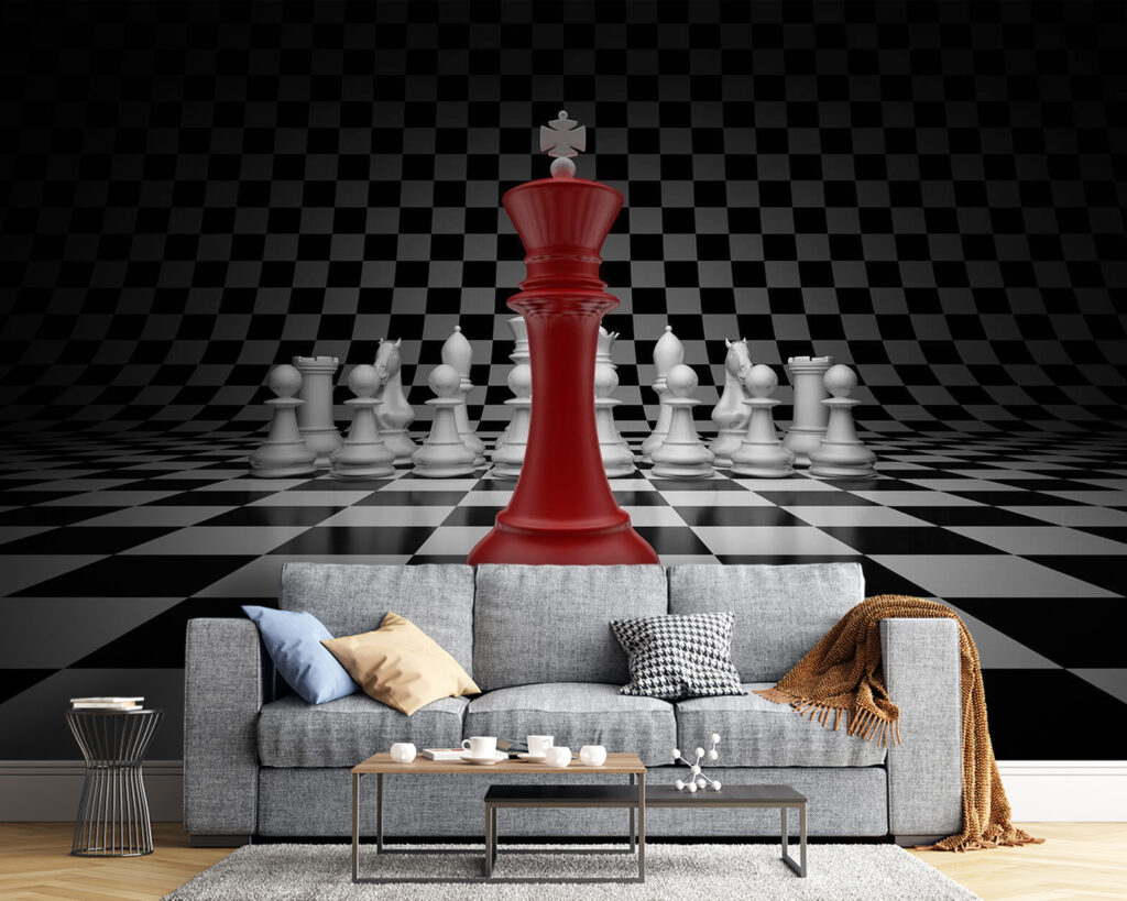 Rey rojo sobre tablero — interior 3