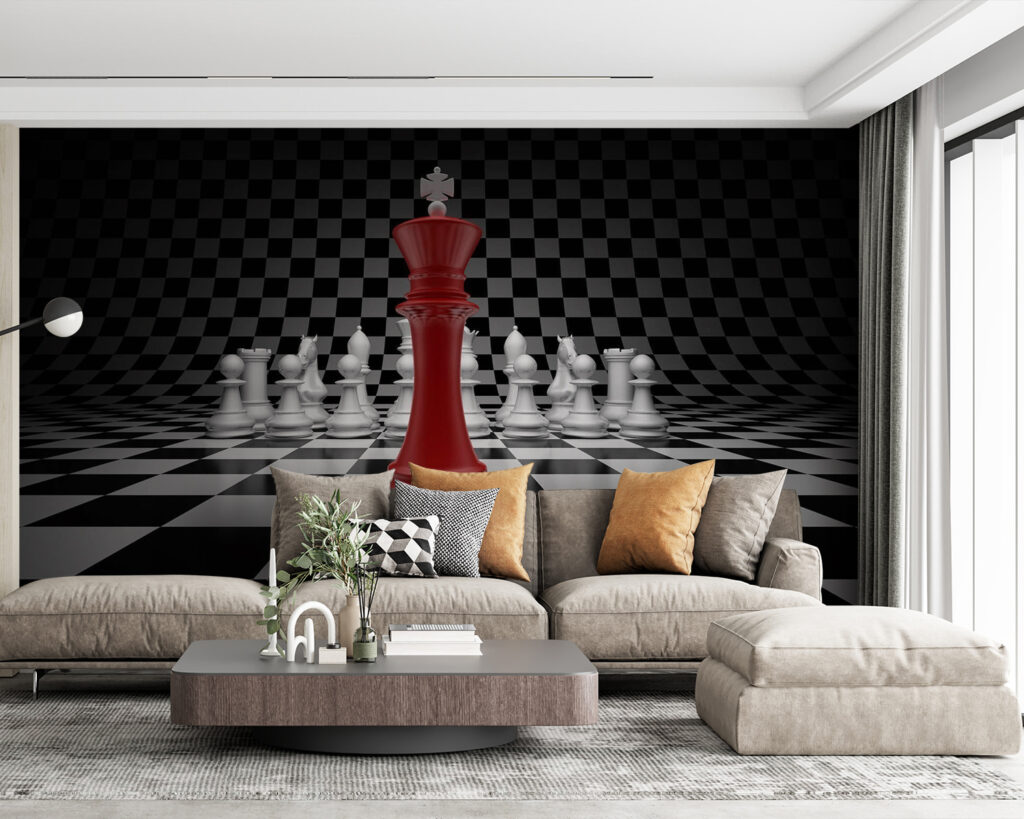 Rey rojo sobre tablero — interior 1