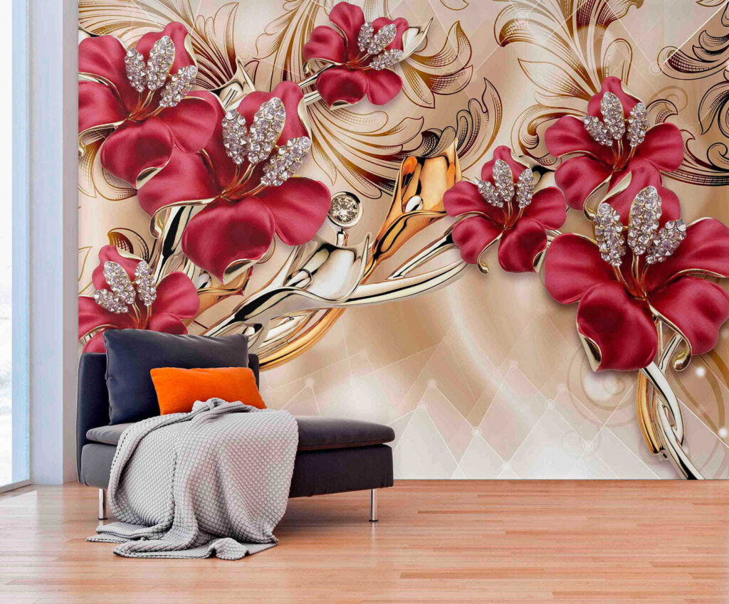Flores burdeos entre rizos — interior 4