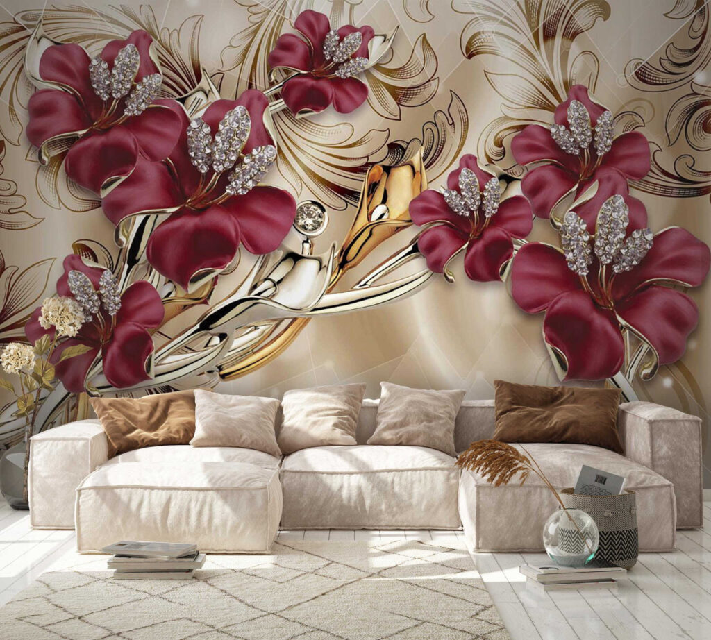 Flores burdeos entre rizos — interior 7