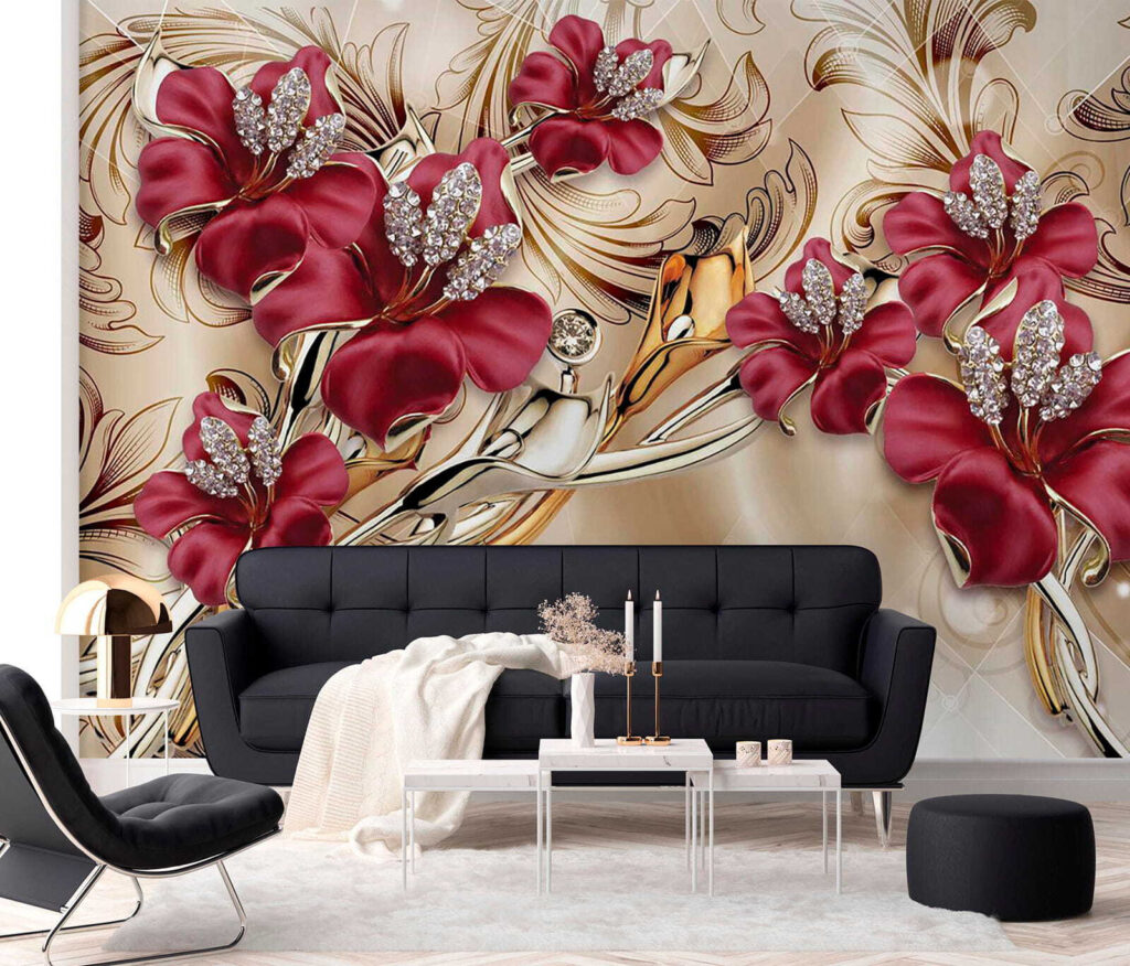 Flores burdeos entre rizos — interior 8