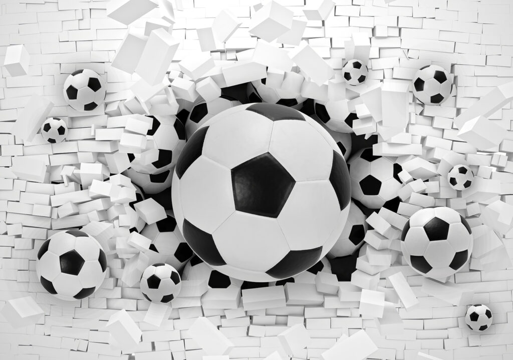 Balones atravesando el muro — diseño completo