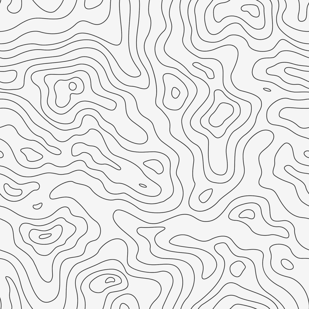 Contornos ondulados sobre blanco — diseño completo