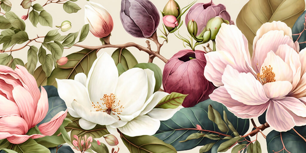 Magnolias muy juntas — diseño completo