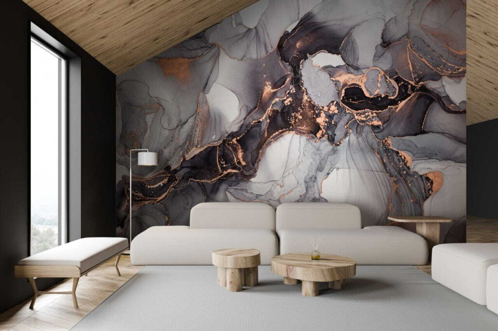 Vetas cobrizas en gris — interior 2