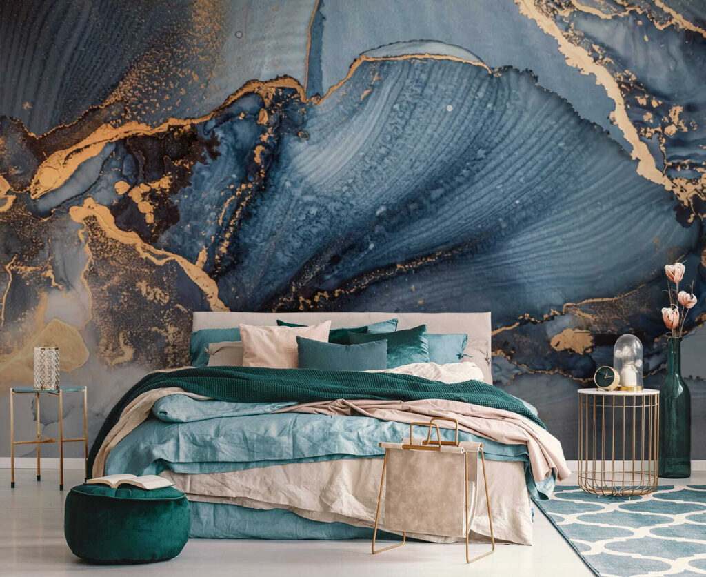 Abanico azul con oro — interior 1