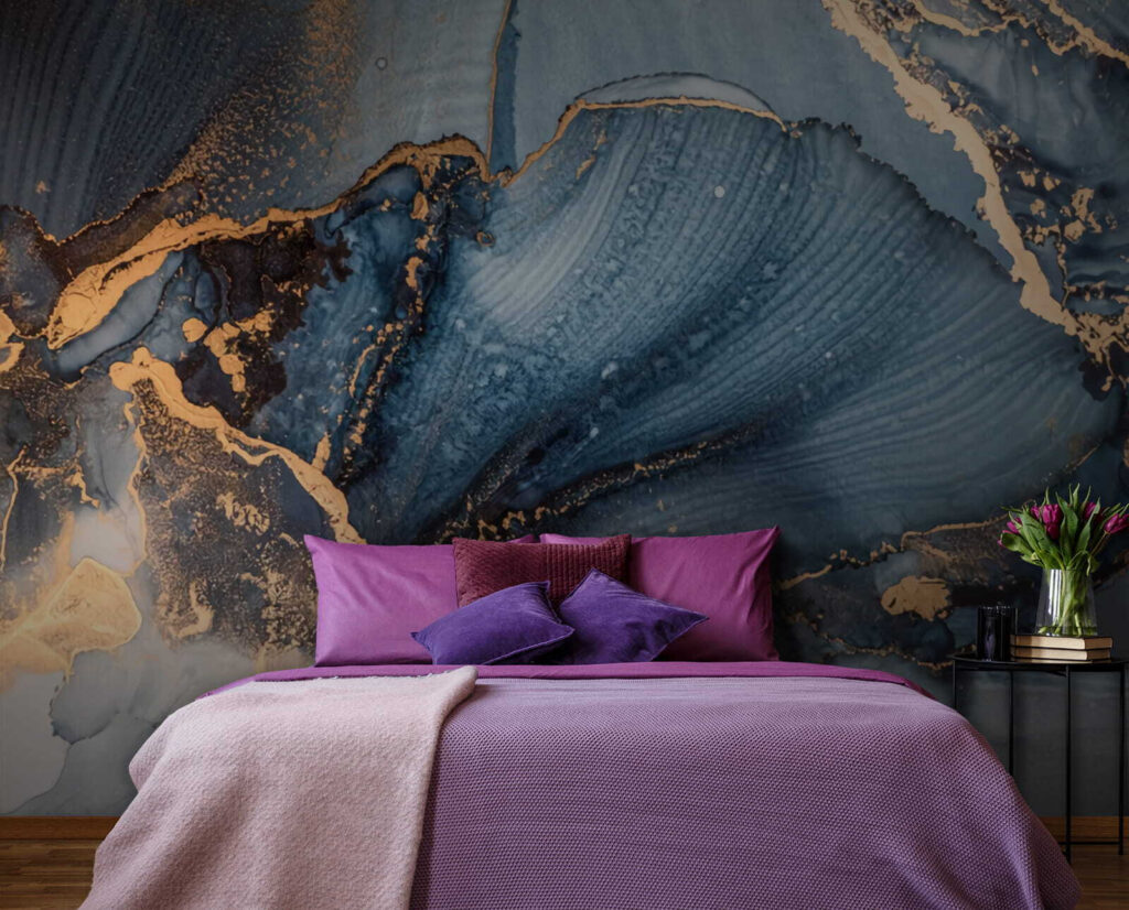 Abanico azul con oro — interior 2