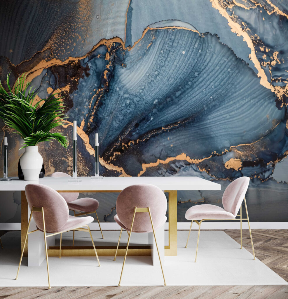Abanico azul con oro — interior 4