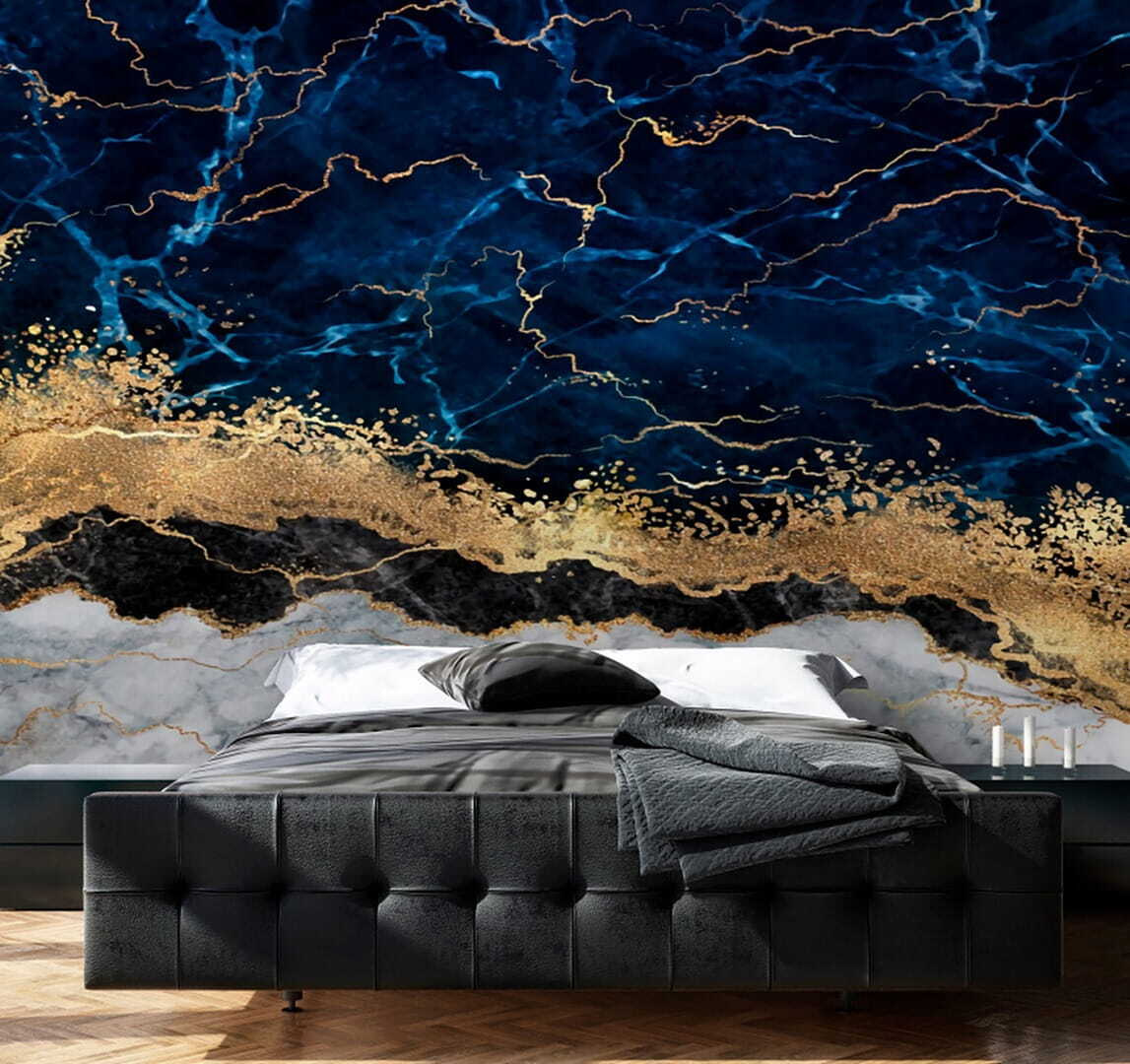 Franja dorada sobre azul — interior 1