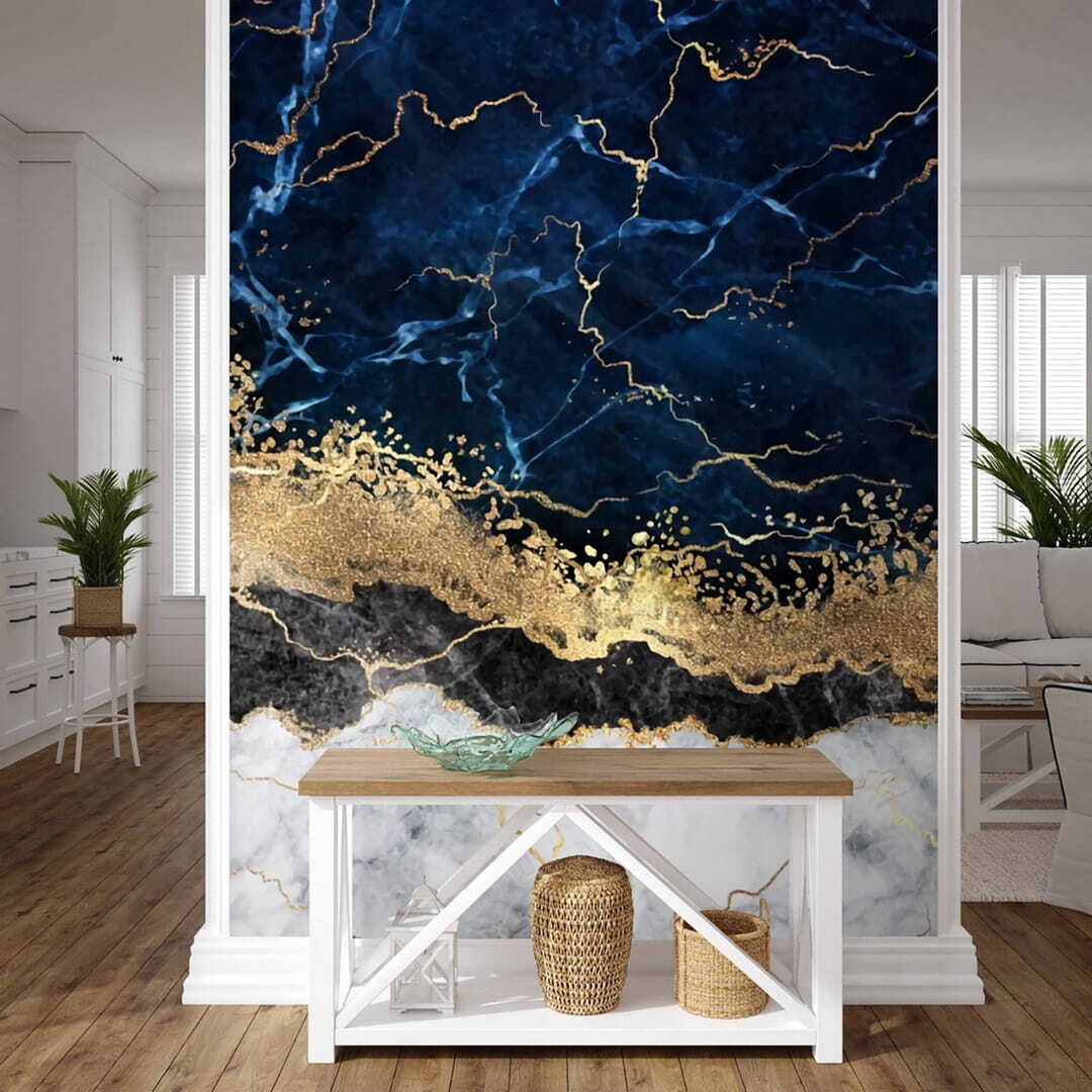 Franja dorada sobre azul — interior 2