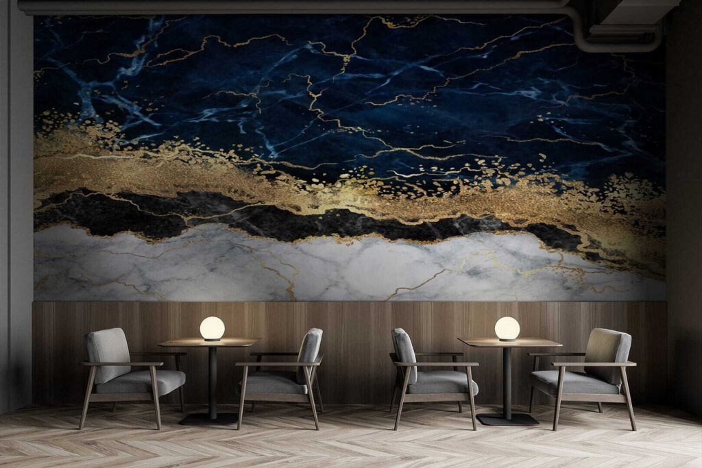 Franja dorada sobre azul — interior 3