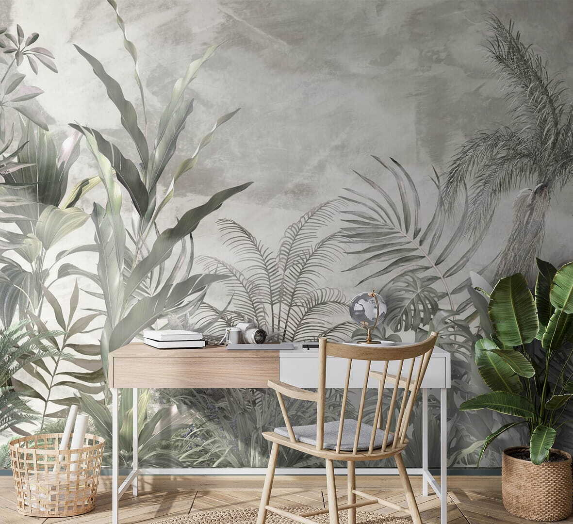 Jardín en verde grisáceo en un interior