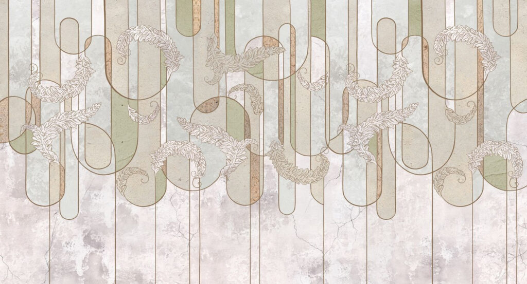 Arcos geométricos sobre blanco — diseño completo
