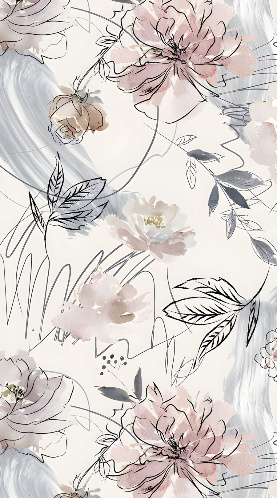 Flores en trazo fino — diseño completo