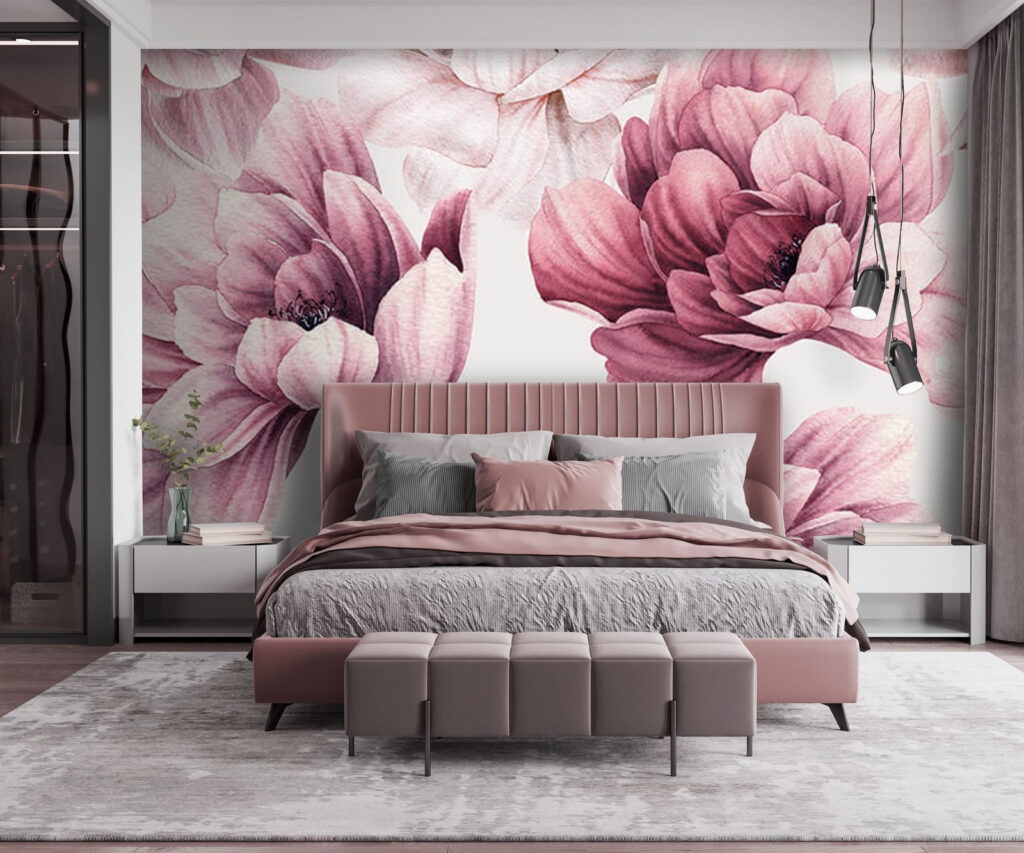 Dalias rosas sobre blanco — interior 2