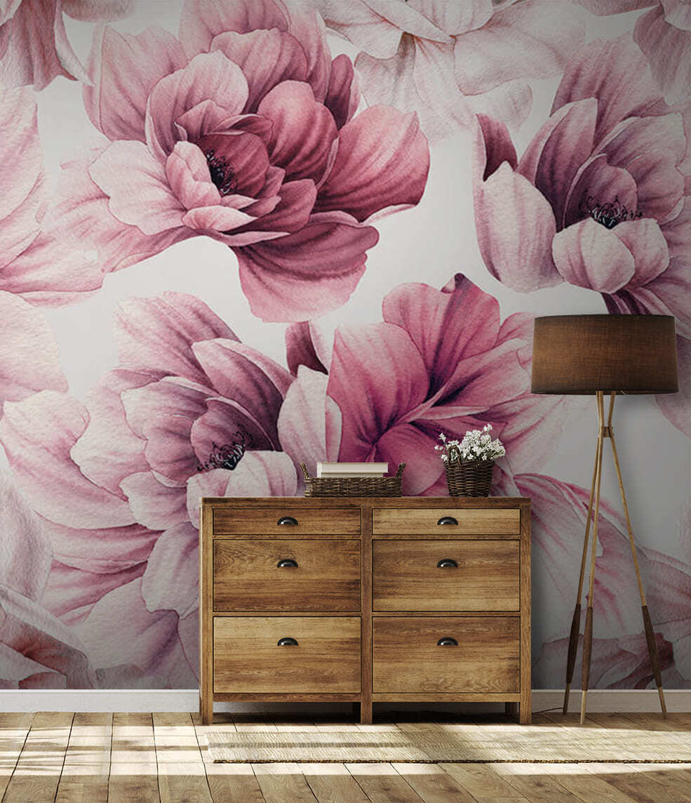 Dalias rosas sobre blanco — interior 3