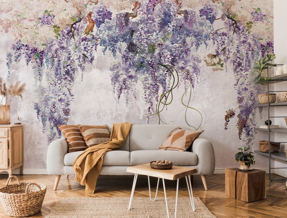 Racimos morados sobre blanco — interior 1