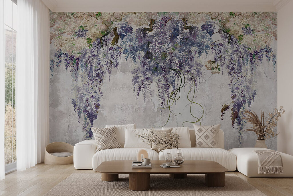 Racimos morados sobre blanco — interior 4
