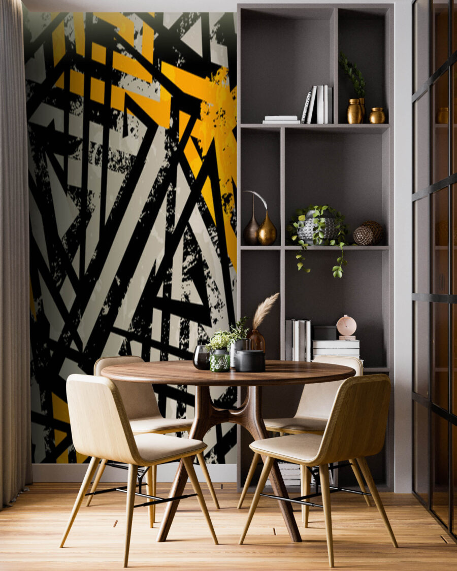 Líneas negras sobre amarillo — interior 3