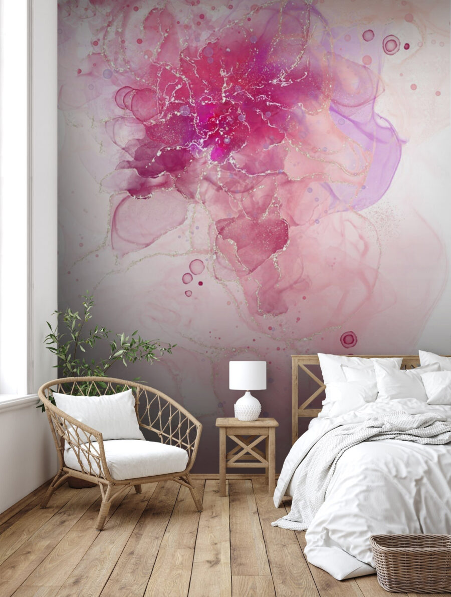 Flor rosa en acuarela — interior 1