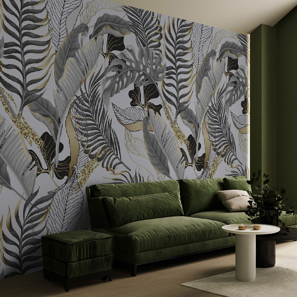 Hojas tropicales con plumas — interior 4