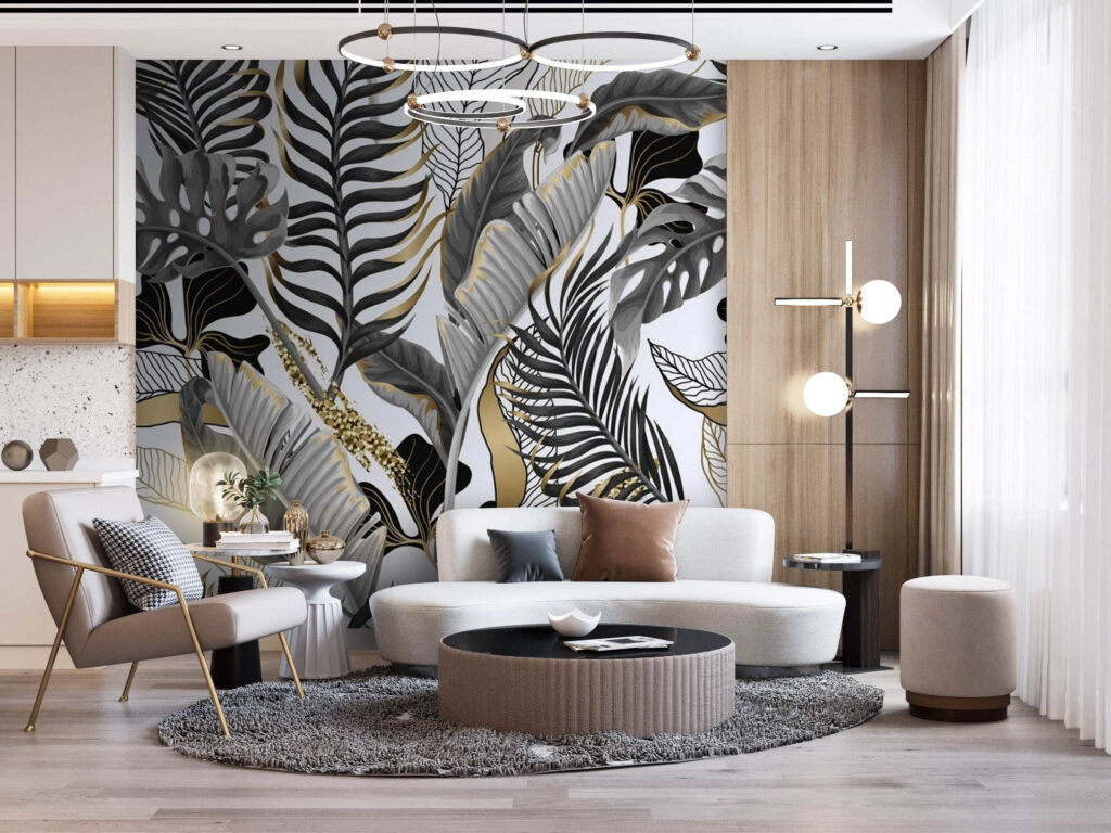 Hojas tropicales con plumas — interior 3