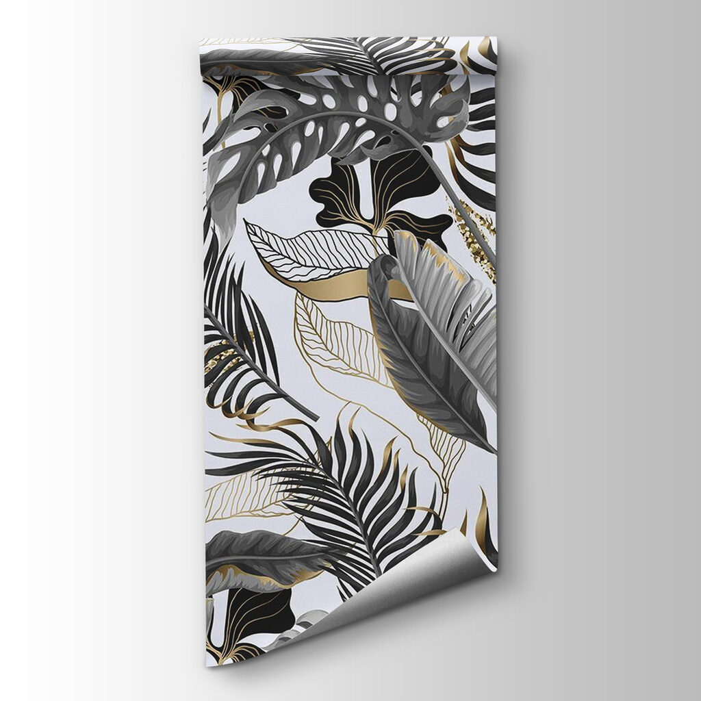Hojas tropicales con plumas — vista del producto