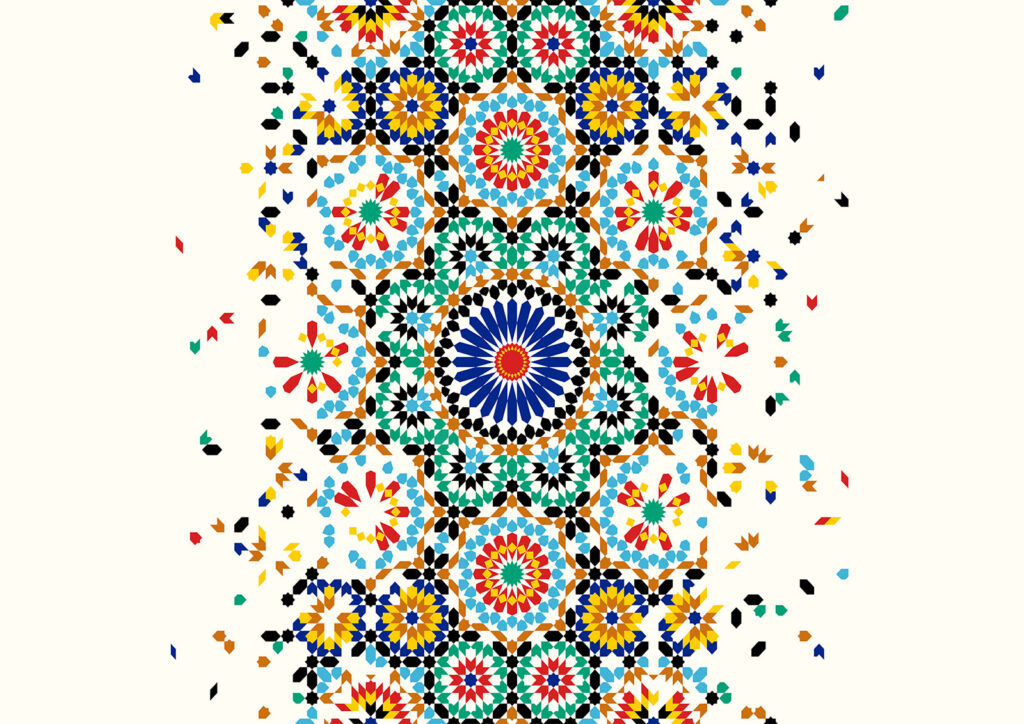 Rosetas de colores centrales — diseño completo