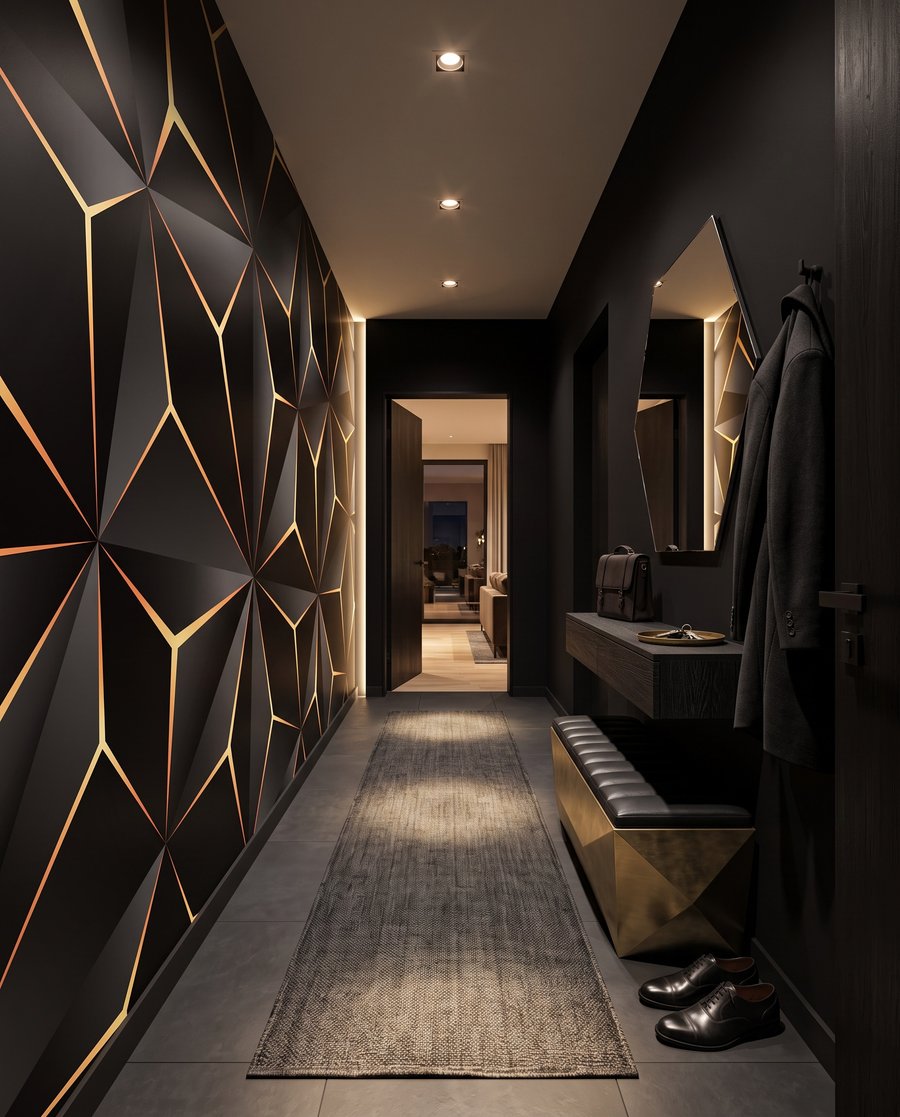 Facetas doradas en negro — interior 2