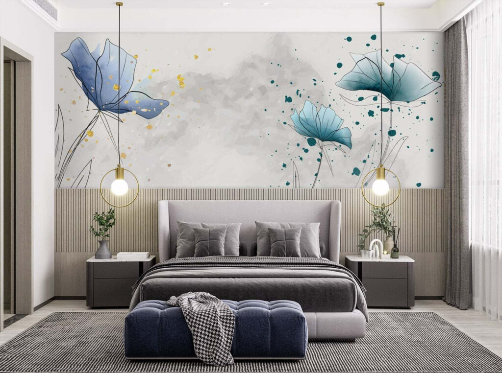 Flores azules con tinta — interior 1
