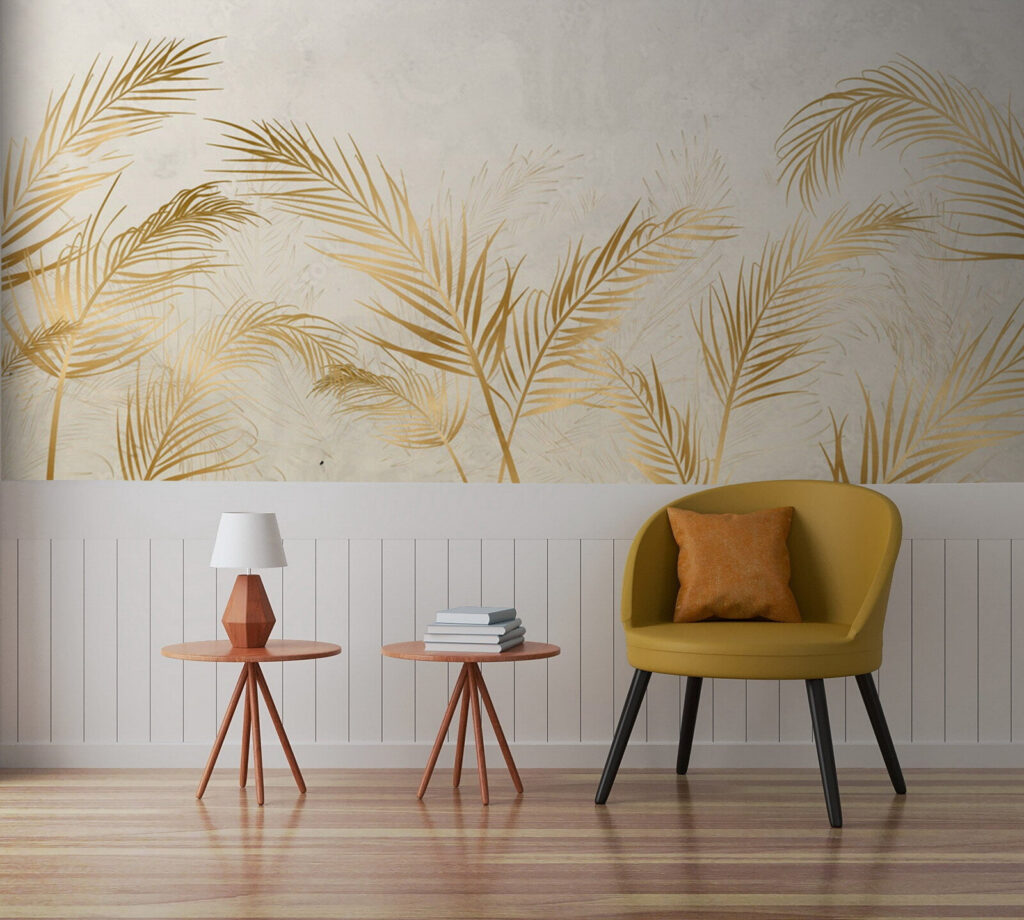 Palmas doradas sobre blanco — interior 1