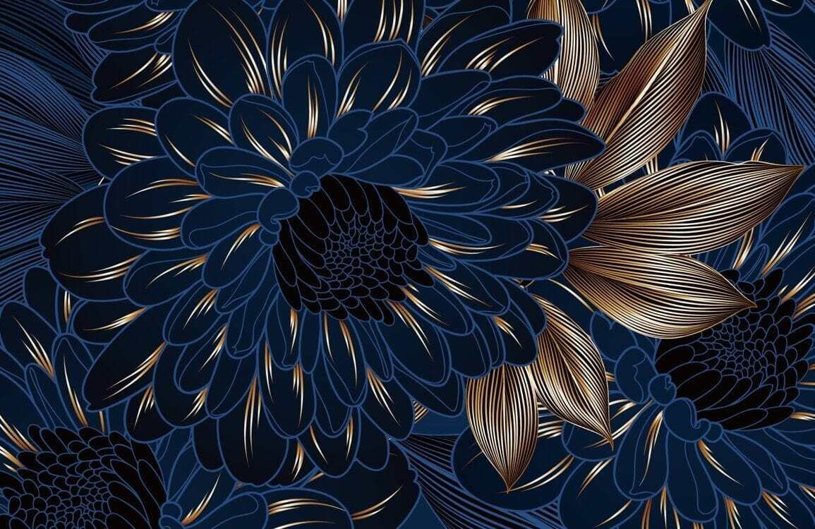 Flor azul alargada — diseño completo