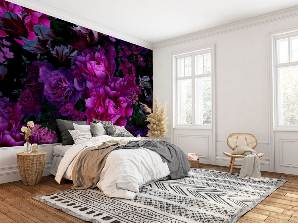 Flores moradas, sombra profunda — interior 1
