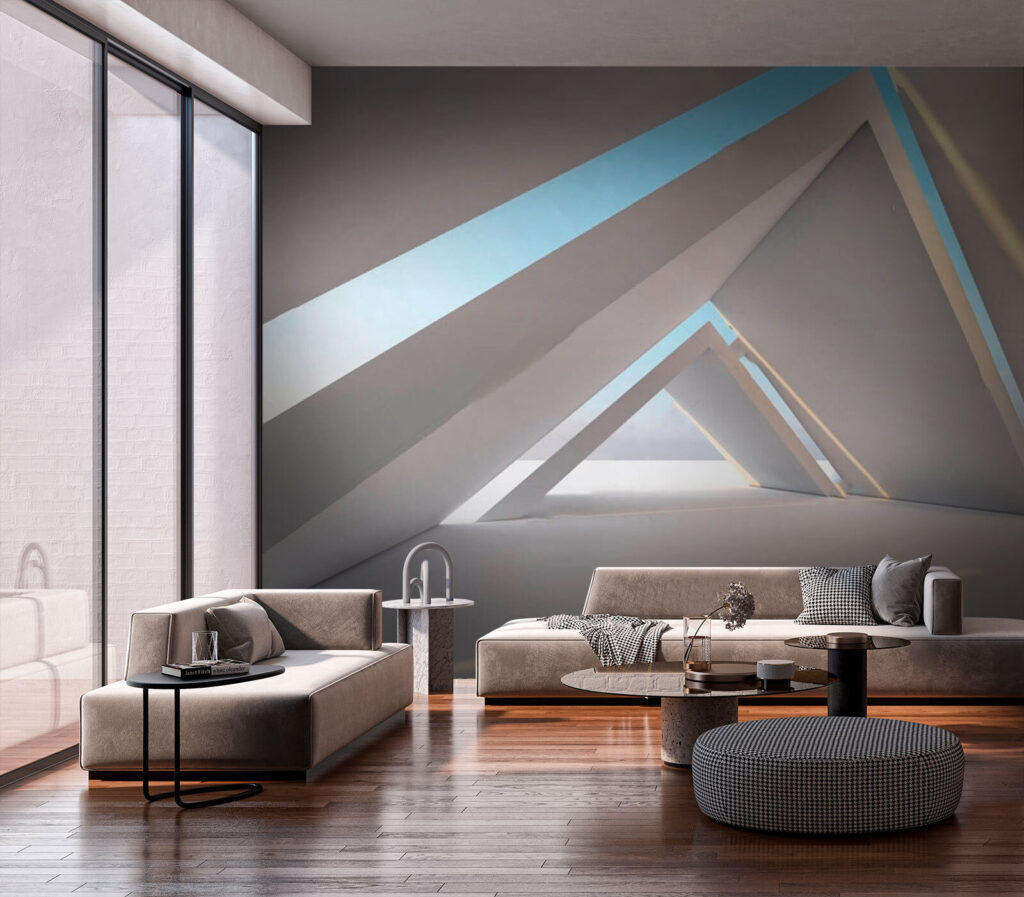 Pasillo triangular, cielo azul — interior 2