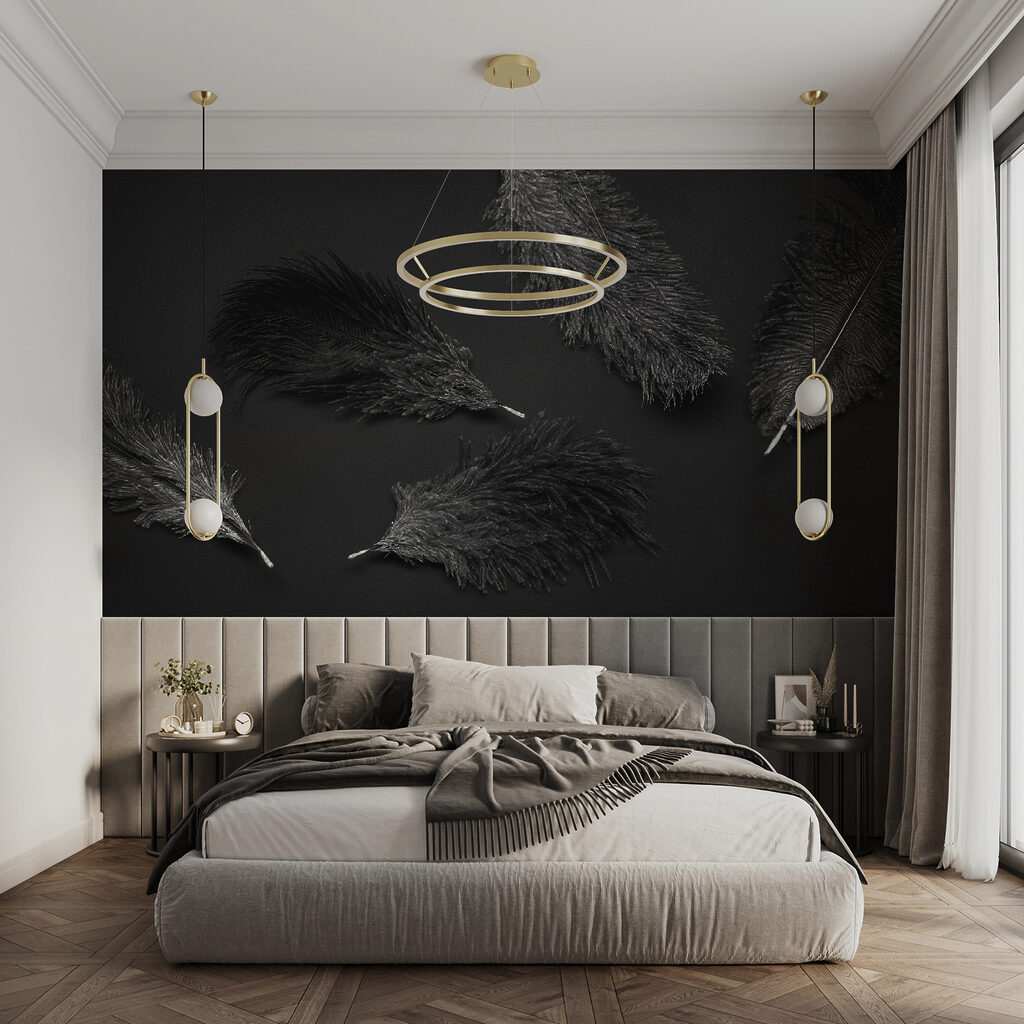 Plumas oscuras sobre negro — interior 4