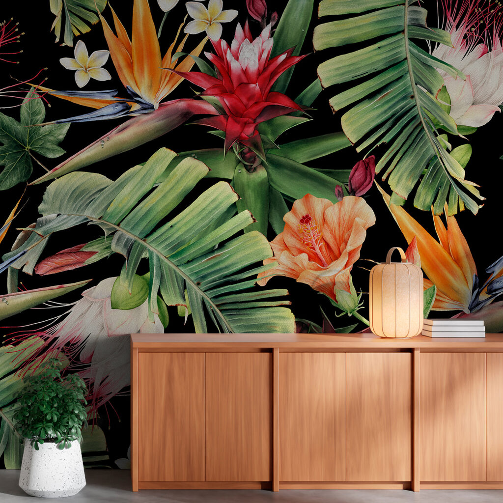 Flores tropicales sobre negro — interior 5