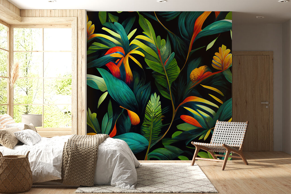 Flores cálidas sobre verde — interior 4