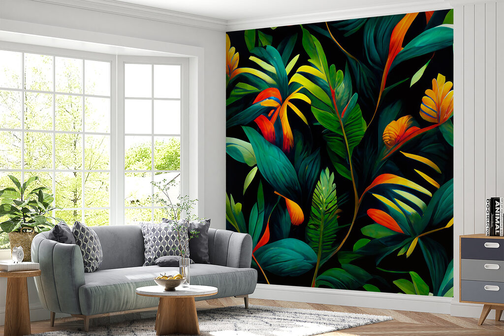 Flores cálidas sobre verde — interior 5