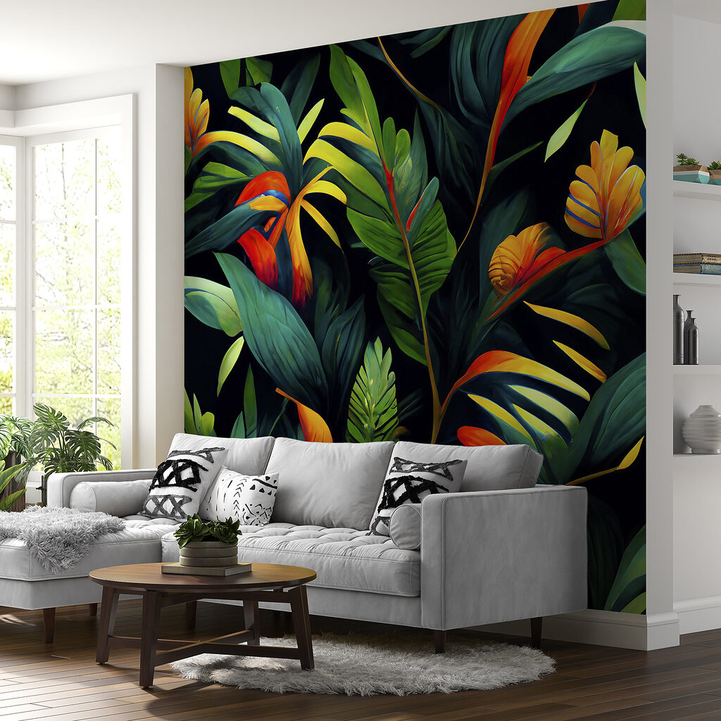 Flores cálidas sobre verde — interior 6