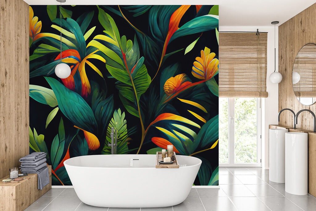 Flores cálidas sobre verde — interior 7