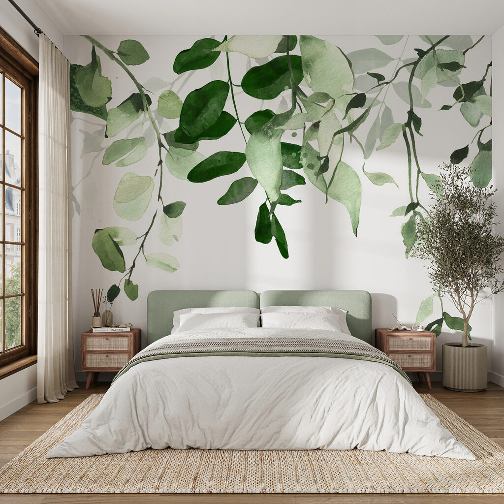 Hojas colgantes sobre blanco — interior 4