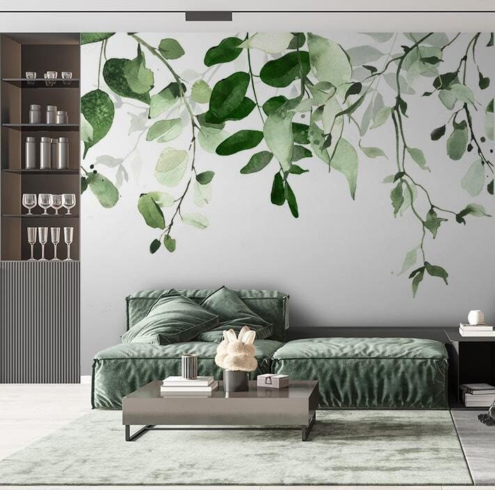 Hojas colgantes sobre blanco — interior 1