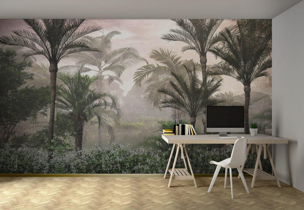 Palmeras en niebla pintada — interior 2
